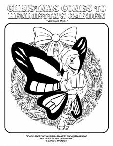 Henrietta Caterpillar Butterfly Christmas Coloring Sheet